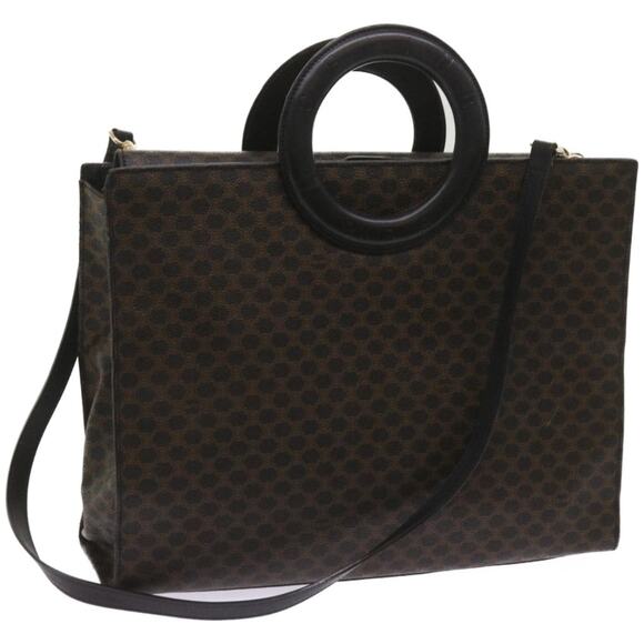 CELINE Macadam Canvas Hand Bag Pvc Black - Picture 1 of 12